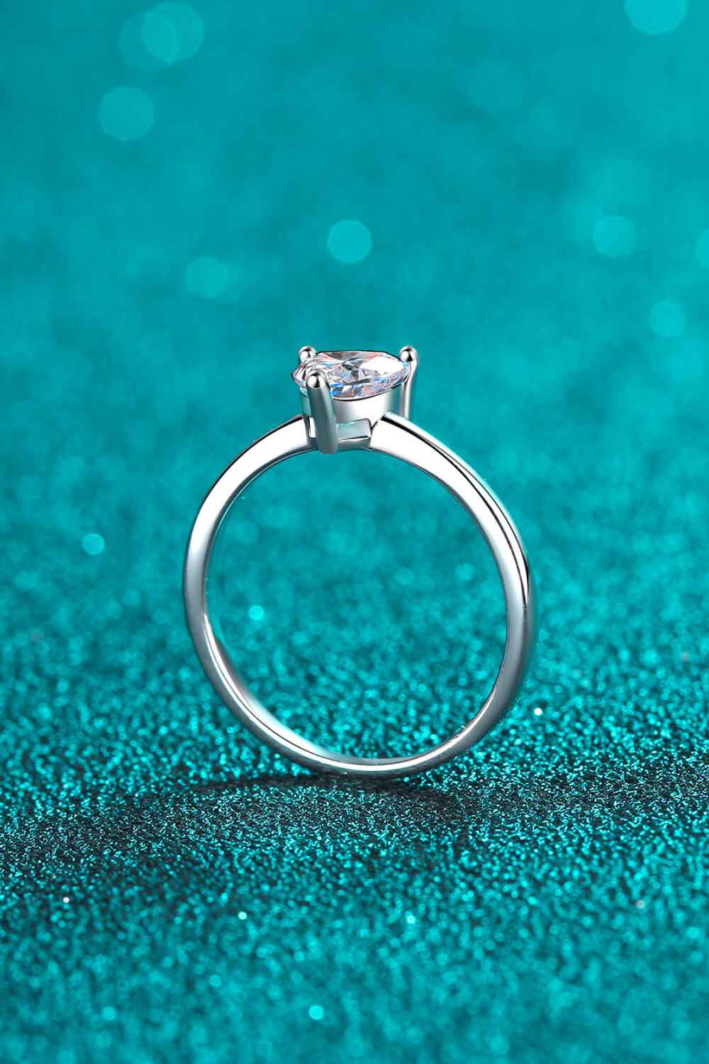 925 Sterling Silver Heart-Shaped Moissanite Solitaire Ring by Wild and Free Boutique