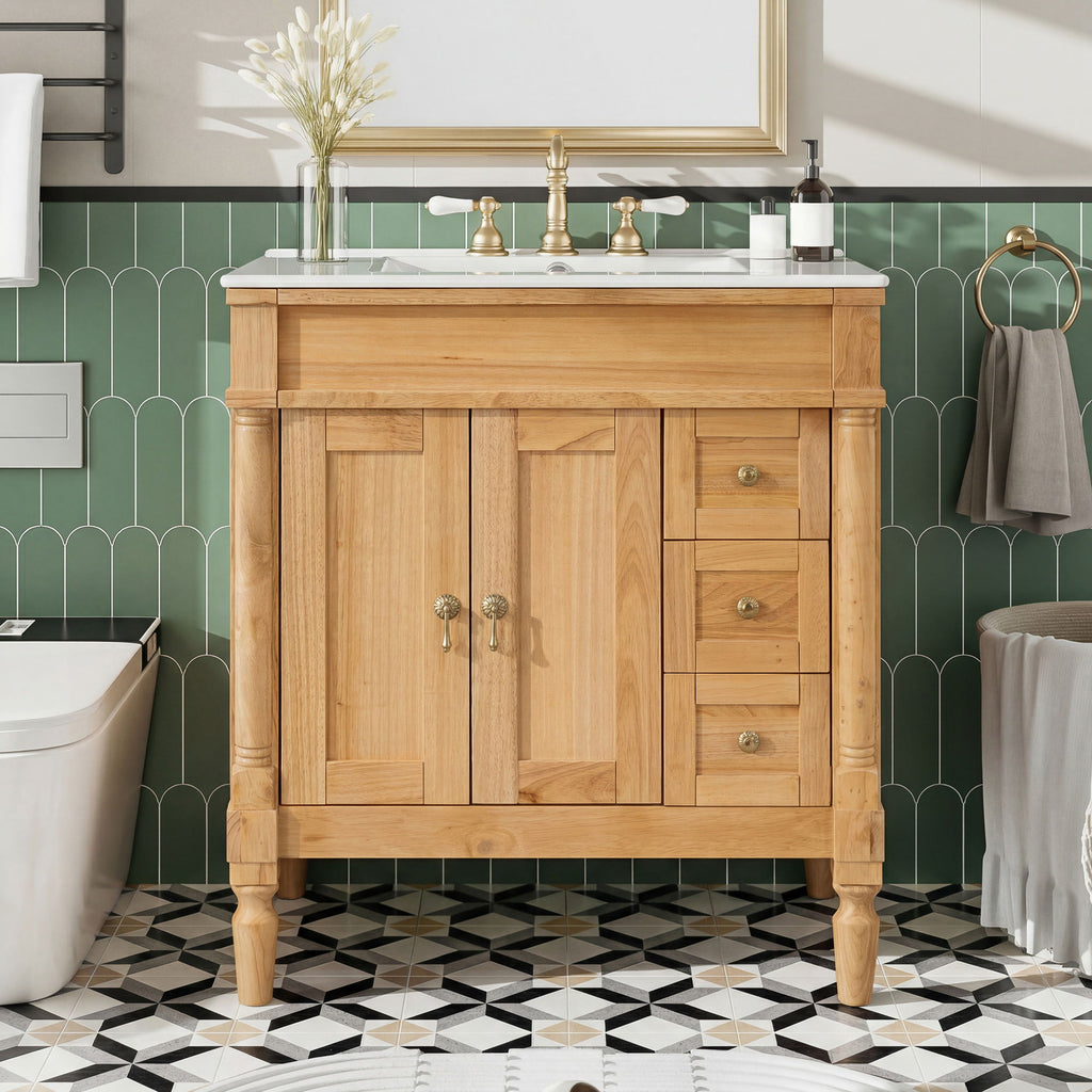 Modern Bathroom Vanity With Ceramic Sink, Soft Close Doors, Adjustable Shelves by Unique Piece Furniture