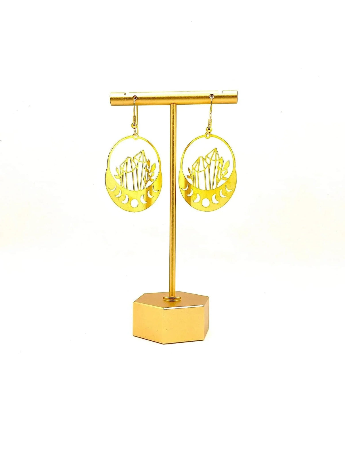 Golden Moon Phases & Crystals Earrings by Classic Variable