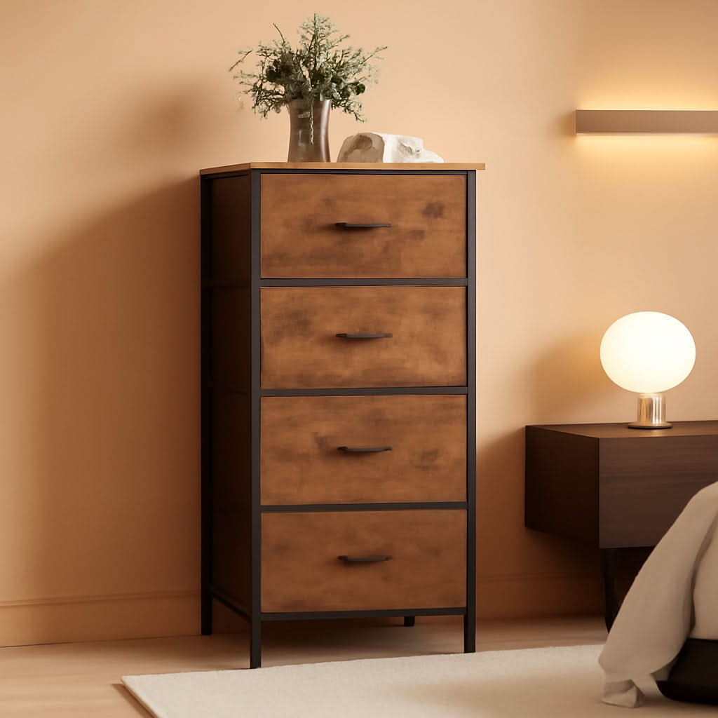 Four Drawer Dresser With Handles For Bedroom Storage by ShipItFurniture