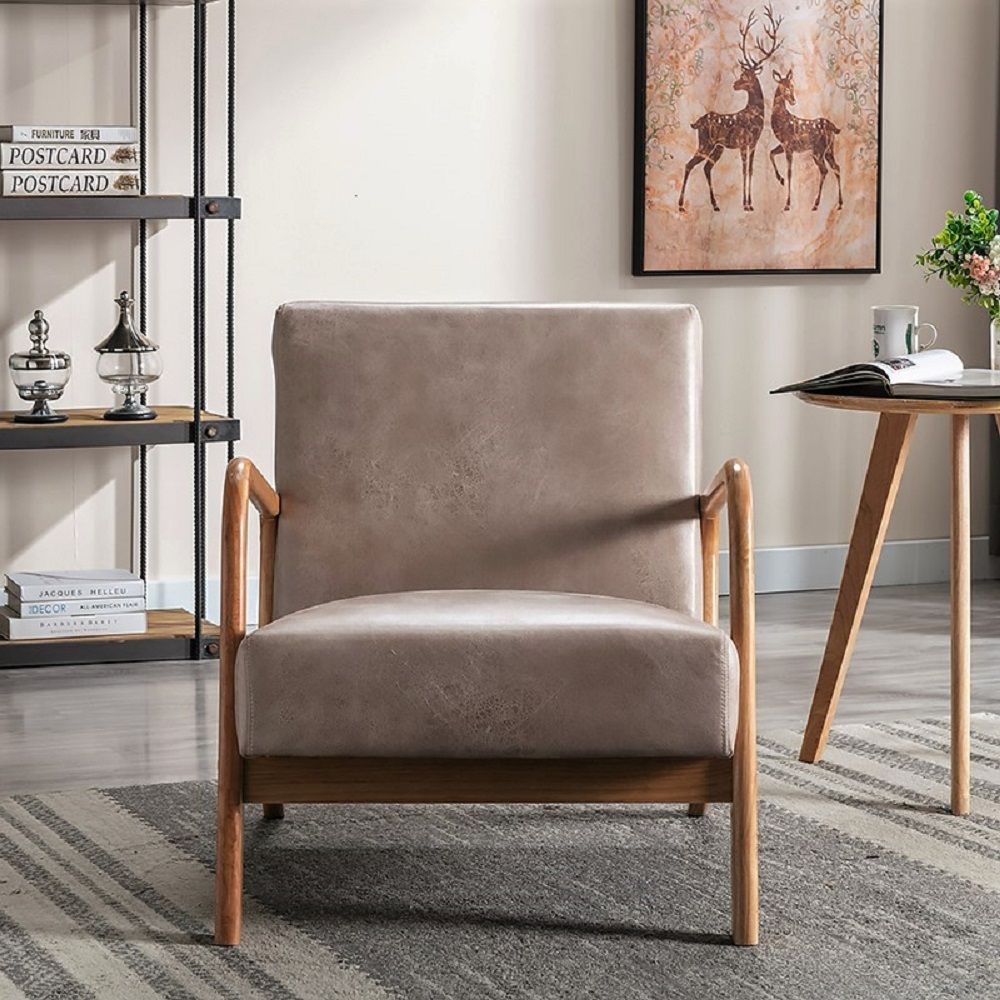 Classic Mid-Century Modern Accent Chairs, Open Framed Armchair With Cushioning by Unique Piece Furniture