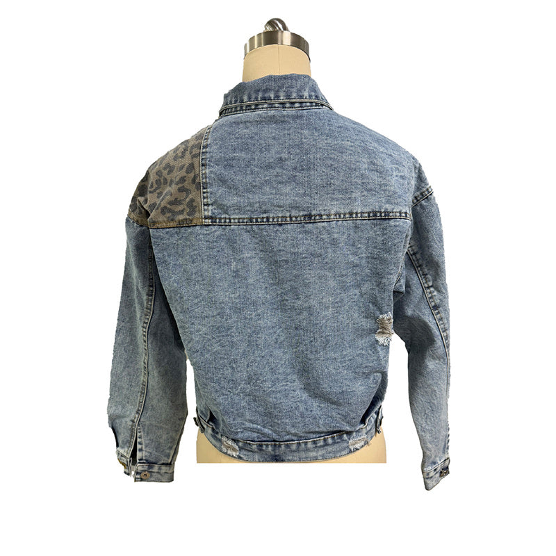 Women's Cropped Distressed Denim Jacket by FitiqueFit