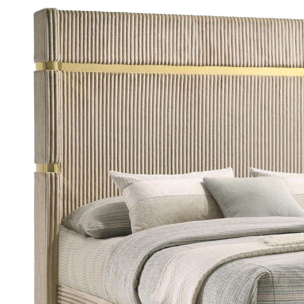 Lucia 61-inch Upholstered Queen Wingback Bed Beige by Unique Piece Furniture
