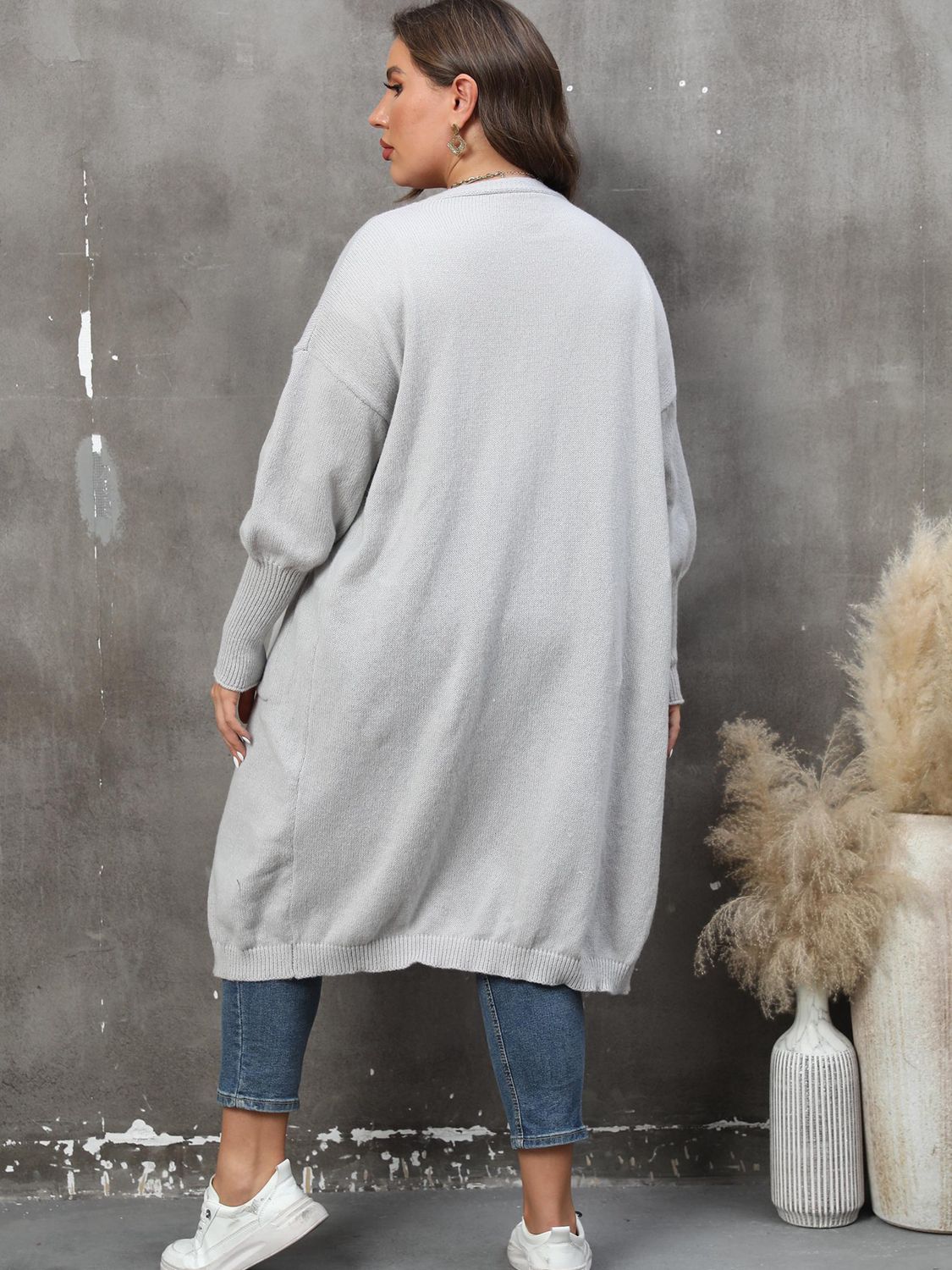 Plus Size Long Sleeve Pocketed Cardigan by Wild and Free Boutique