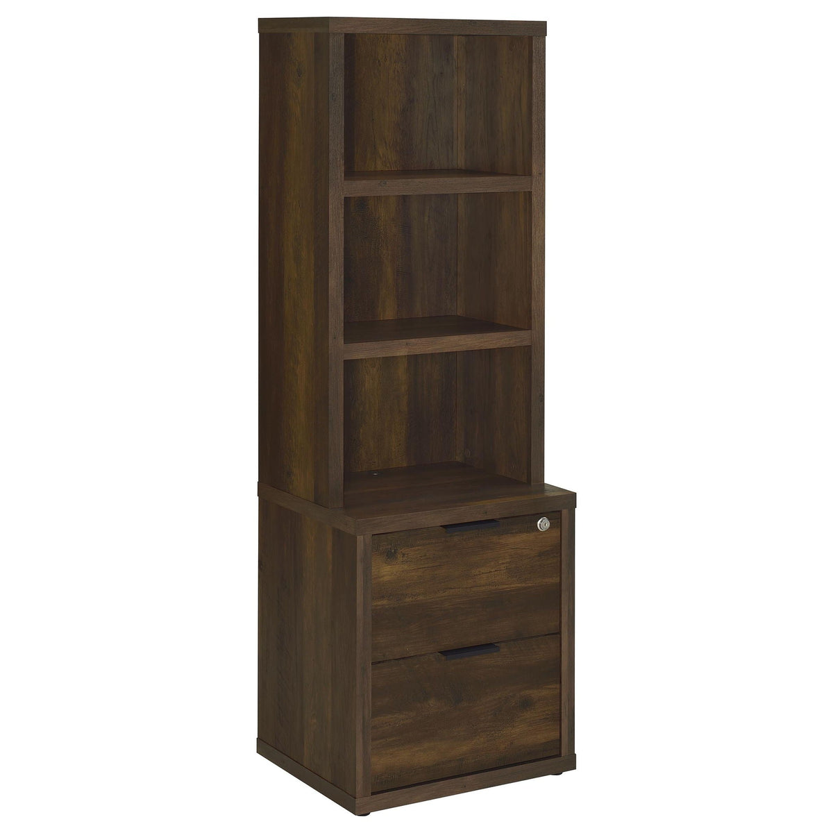 Westpark 3-shelf Bookcase USB and Lockable Drawer Dark Pine by Unique Piece Furniture