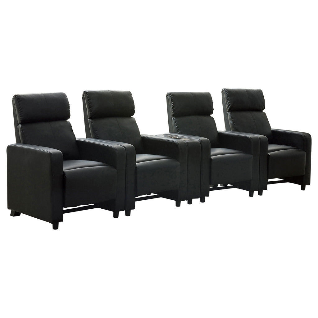 Toohey Upholstered Tufted Recliner Living Room Set Black by Unique Piece Furniture