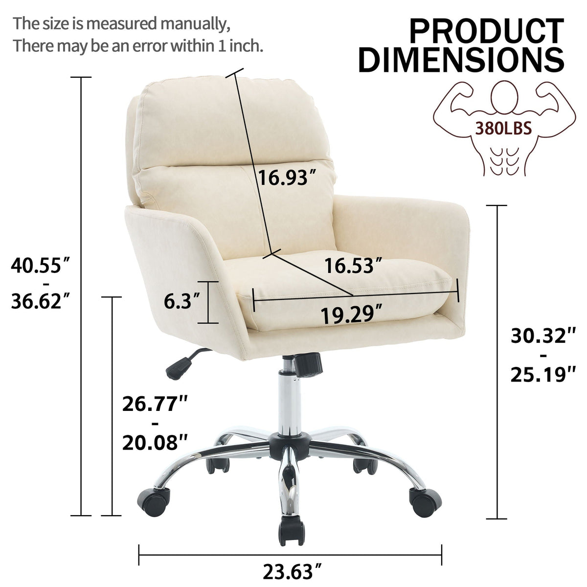 Office Chair With Adjustable Height, Ergonomic Design by Unique Piece Furniture