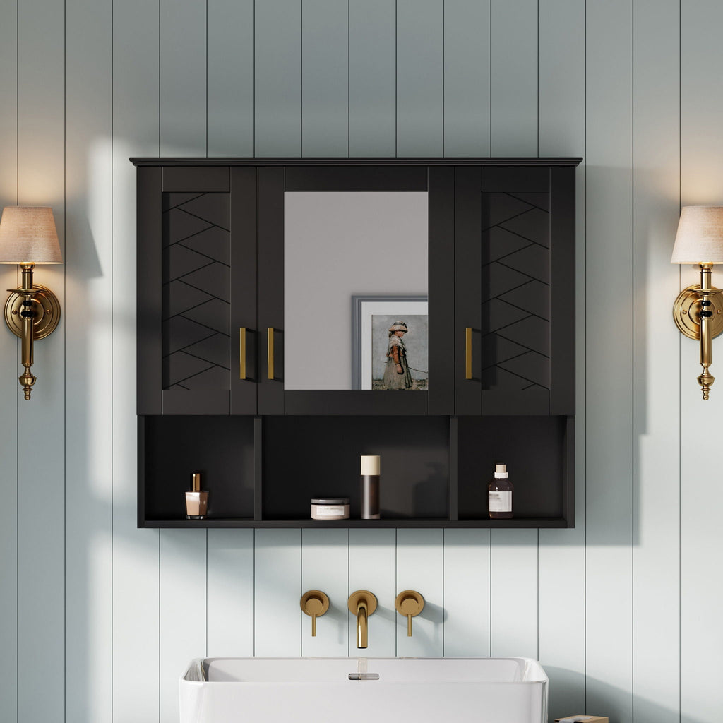 Modern Wall Mounted Medicine Cabinet With Adjustable Shelves, Soft Close Doors, High Define Mirror by Unique Piece Furniture