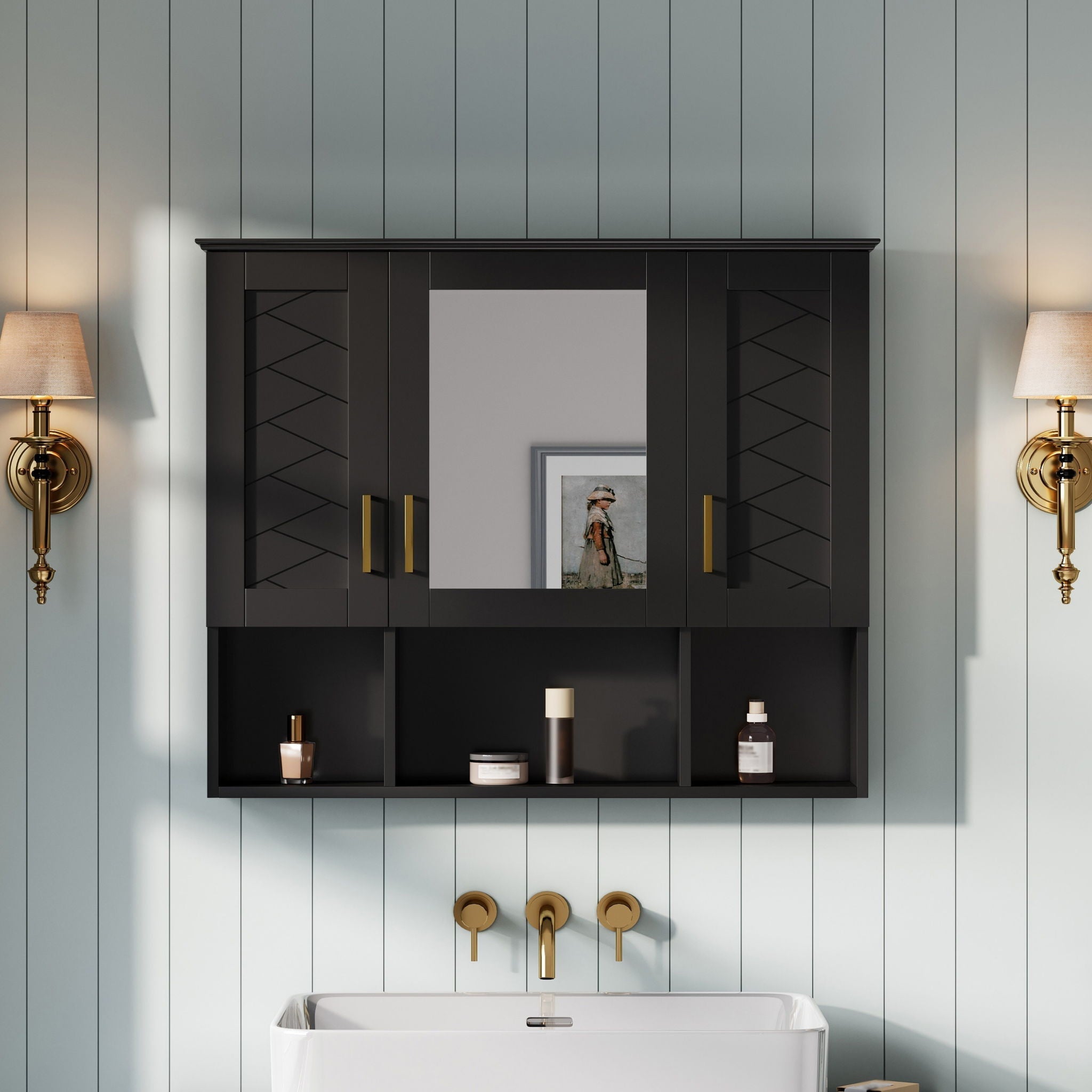 Modern Wall Mounted Medicine Cabinet With Adjustable Shelves, Soft Close Doors, High Define Mirror by Unique Piece Furniture