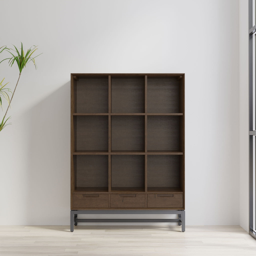 Banting - 9 Cube Bookcase With Drawers - Walnut Brown by Unique Piece Furniture