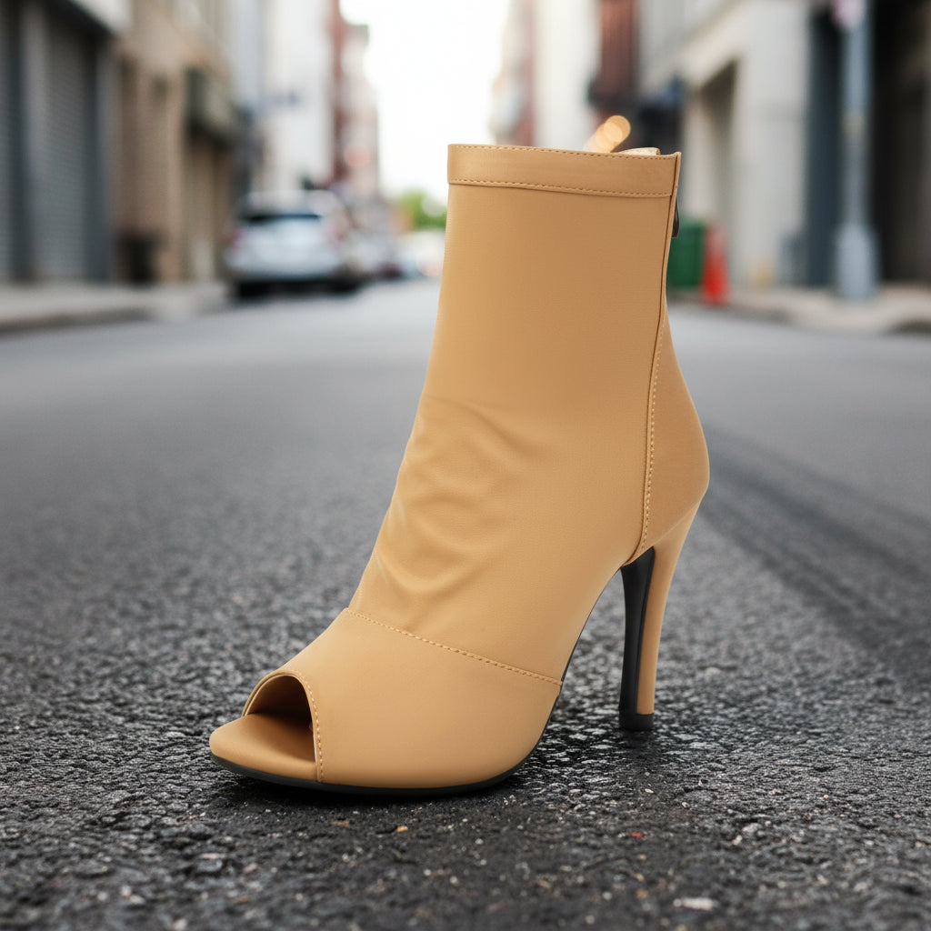 Women’s Peep Toe Stiletto Boots | High Heel Fishmouth Boots by FitiqueFit