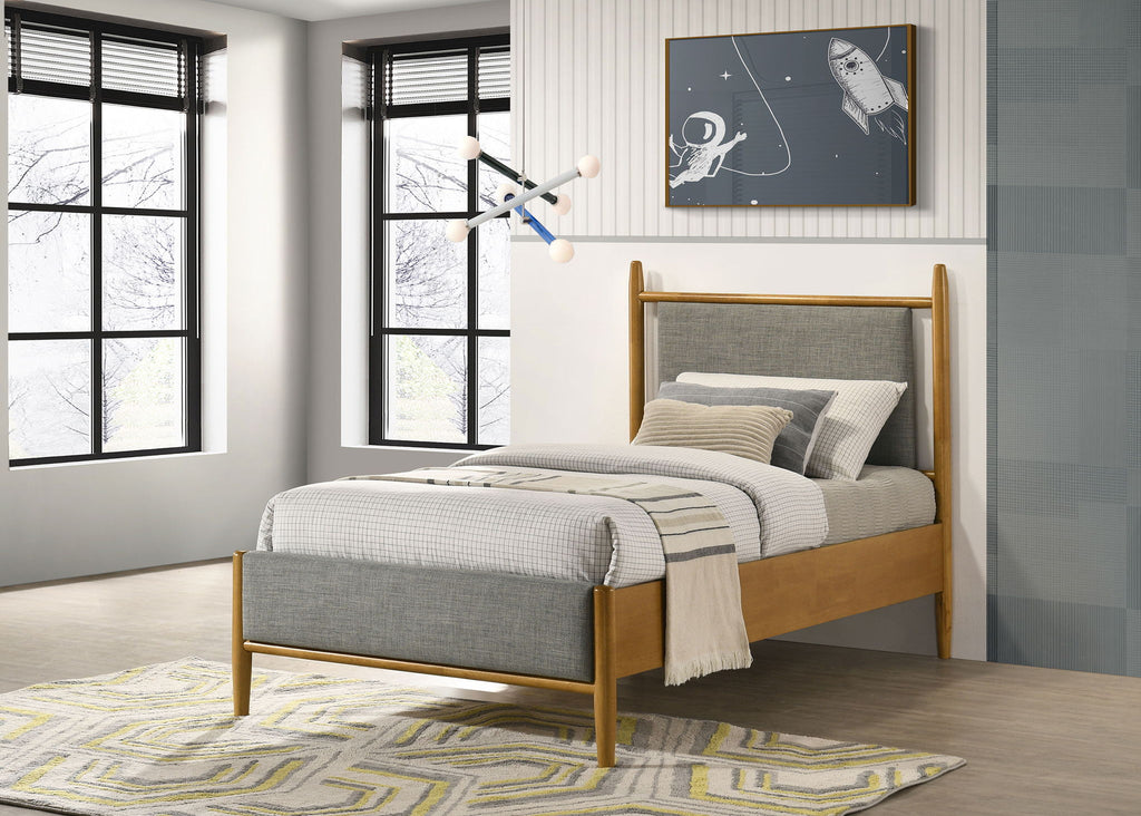 Mason 46-inch Twin Panel Platform Bed Grey and Light Brown by Unique Piece Furniture