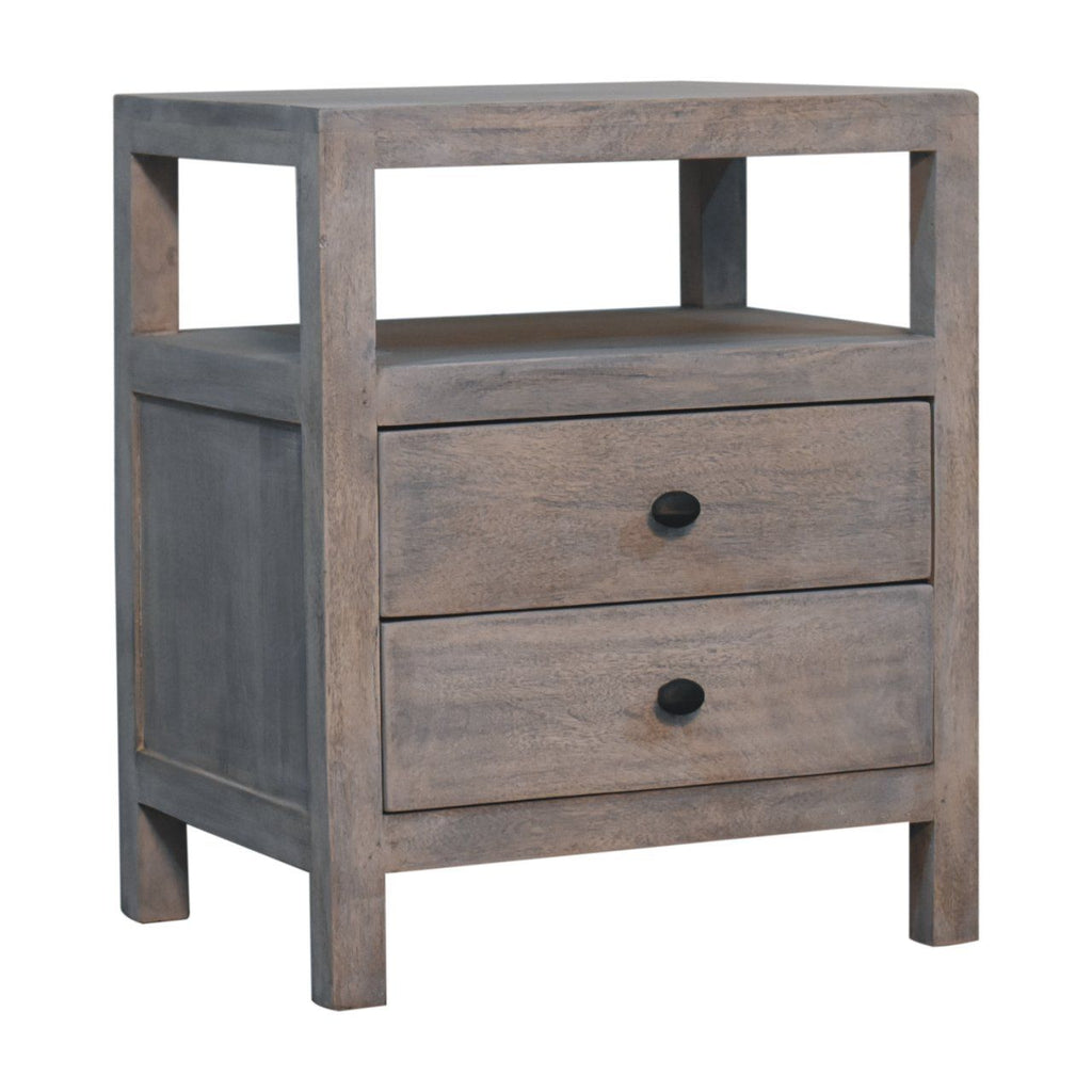 2 Drawer Open Bedside Table - Gray Ash by Unique Piece Furniture