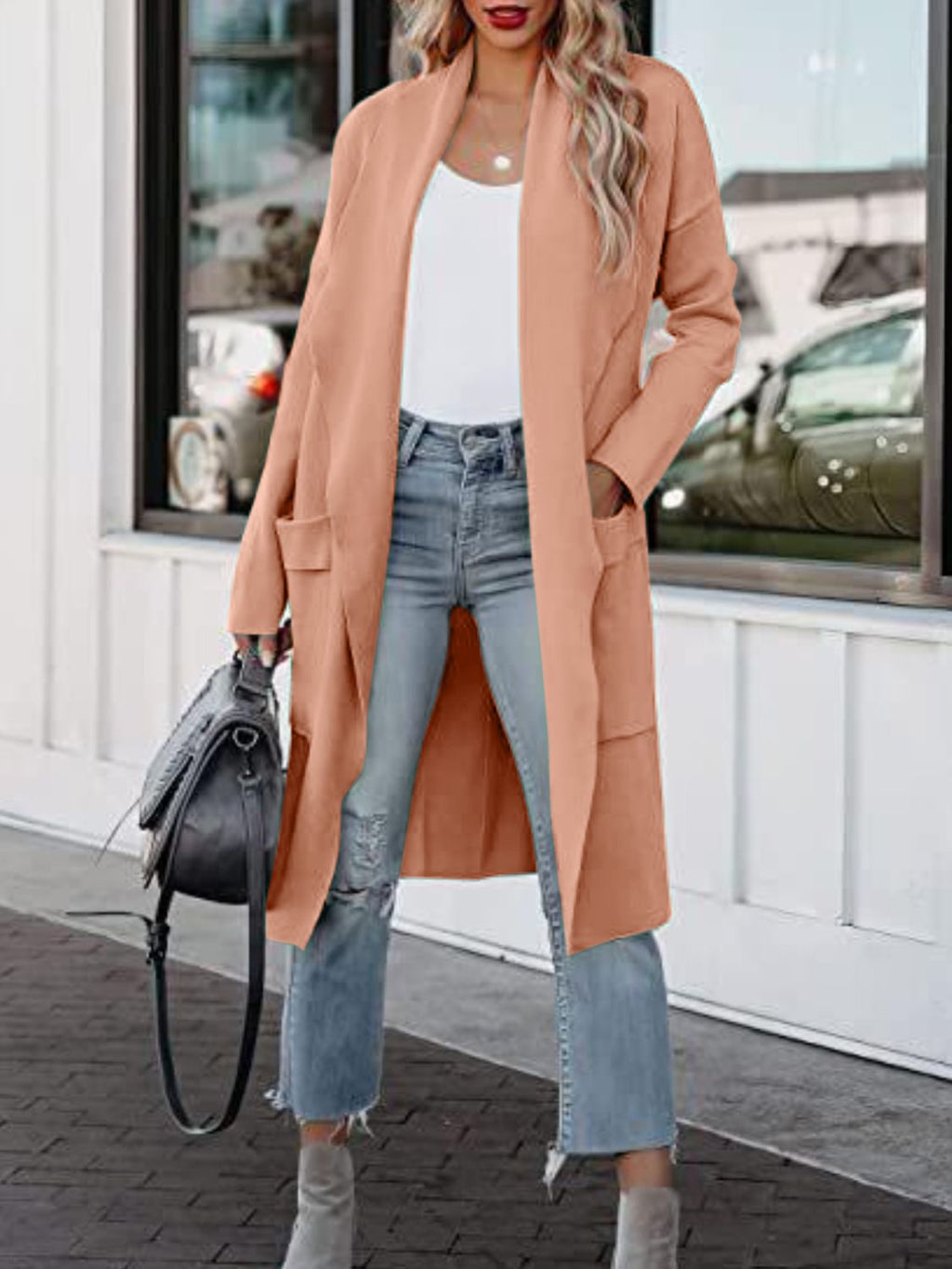 Open Front Dropped Shoulder Outerwear by Wild and Free Boutique