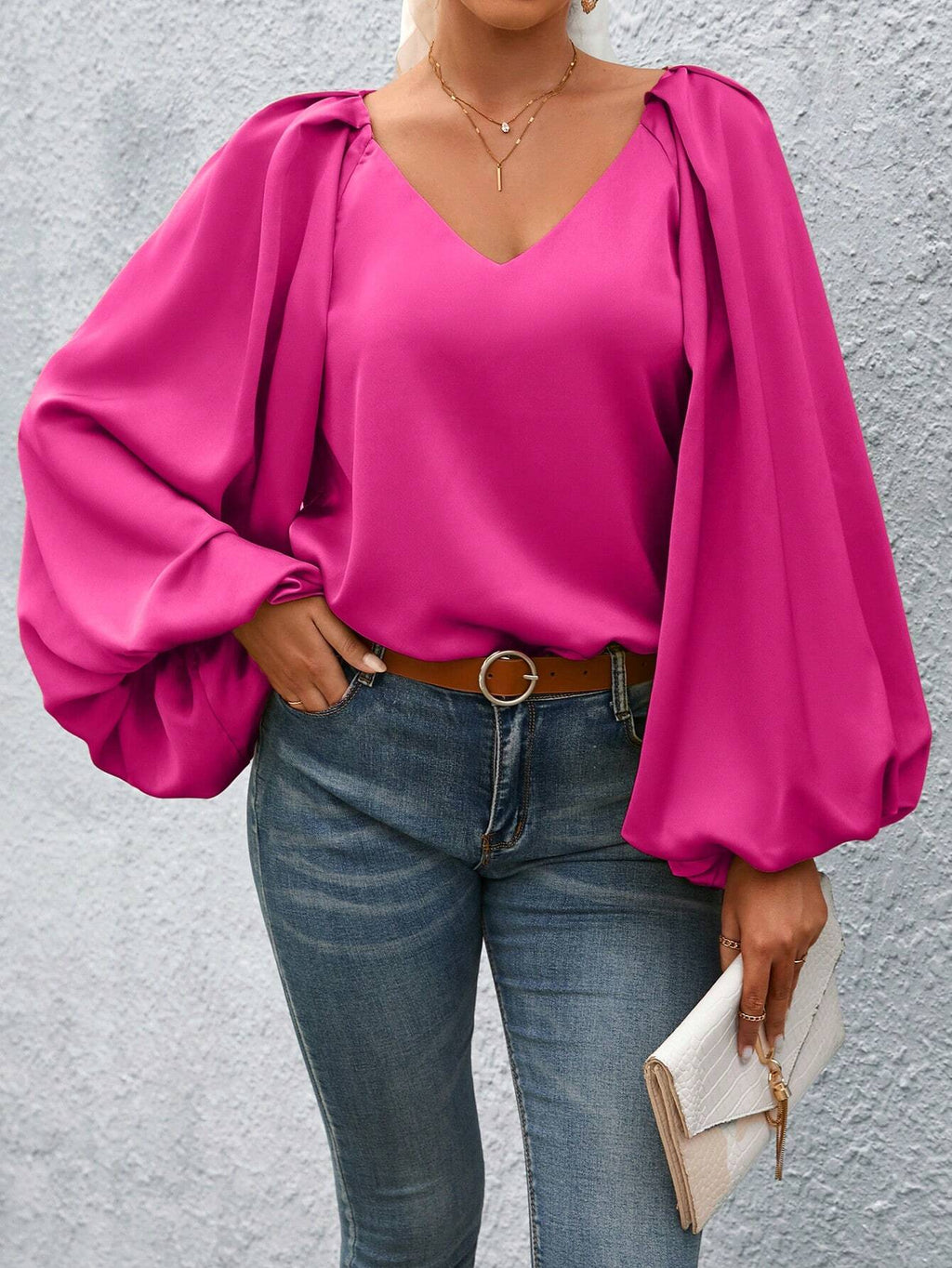 Lantern Sleeve Blouse by Miss Sparkling