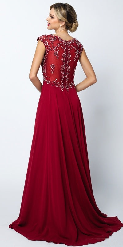 Juliet 585 A-Line Gown Cap Sleeve Empire Waist Full Length by DiscountDressShop