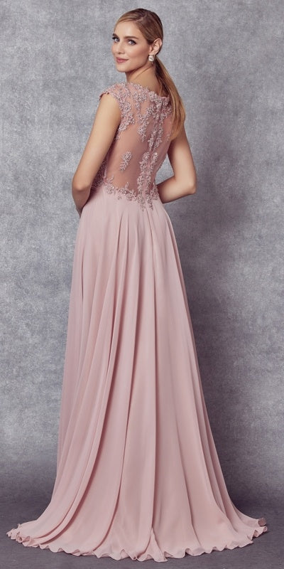 Juliet 585 A-Line Gown Cap Sleeve Empire Waist Full Length by DiscountDressShop