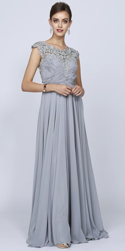Juliet 585 A-Line Gown Cap Sleeve Empire Waist Full Length by DiscountDressShop