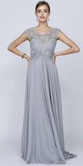 Juliet 585 A-Line Gown Cap Sleeve Empire Waist Full Length by DiscountDressShop