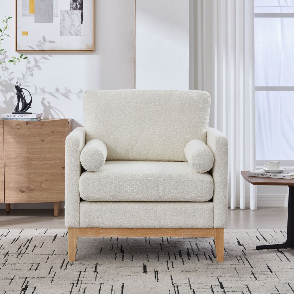 Wide Modern Performance Accent Chair With Natural Legs by Unique Piece Furniture