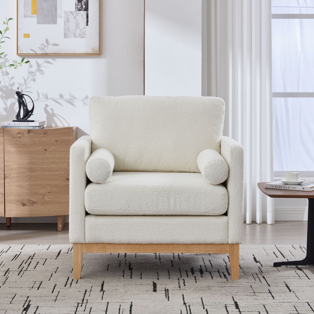 Wide Modern Performance Accent Chair With Natural Legs by Unique Piece Furniture