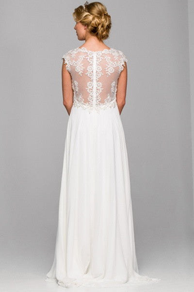 Juliet 585 A-Line Gown Cap Sleeve Empire Waist Full Length by DiscountDressShop