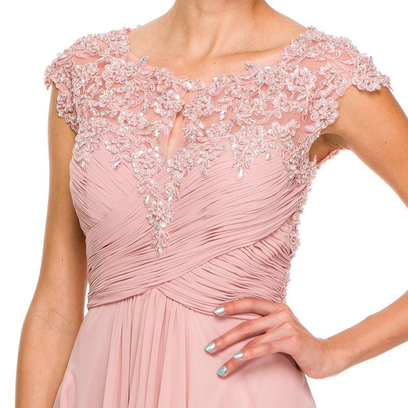 Juliet 585 A-Line Gown Cap Sleeve Empire Waist Full Length by DiscountDressShop