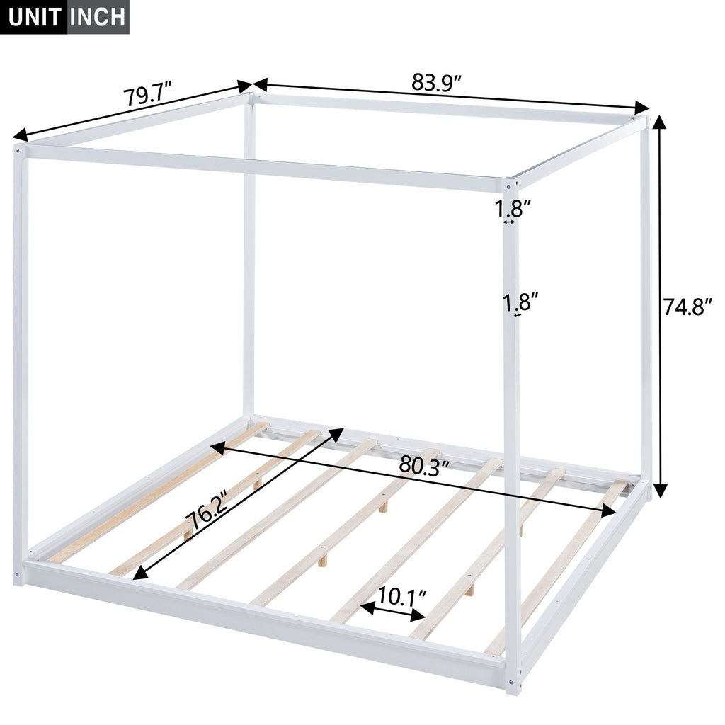 Wood Canopy Platform Bed With Support Legs And Airflow Slats by Unique Piece Furniture
