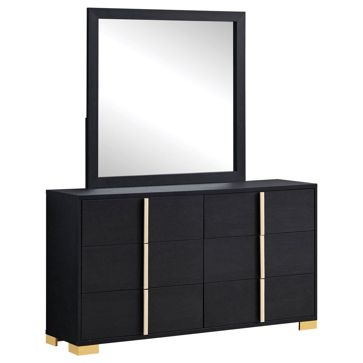 Marceline 6-drawer Dresser with Mirror Black by Unique Piece Furniture