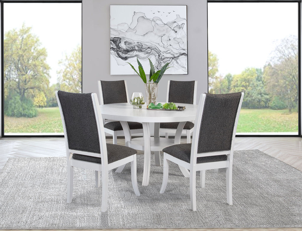 Judd 5-piece 54-inch Round Wood Dining Table Set Pearl White by Unique Piece Furniture