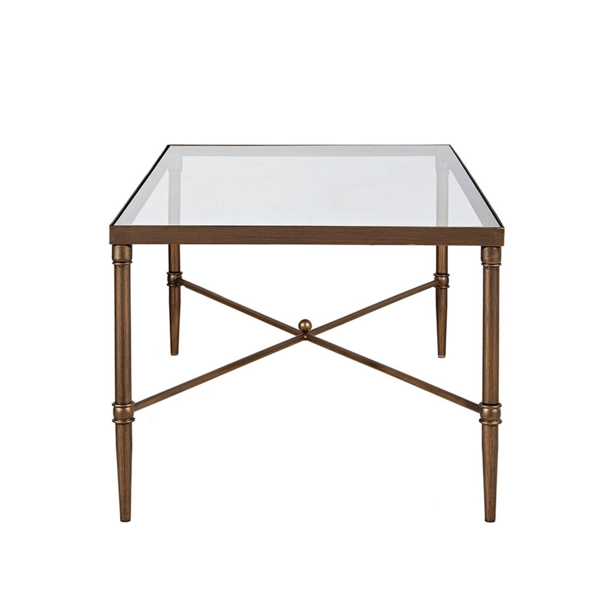 Metal Rectangle Coffee Table With Tempered Glass Top - Bronze by Unique Piece Furniture