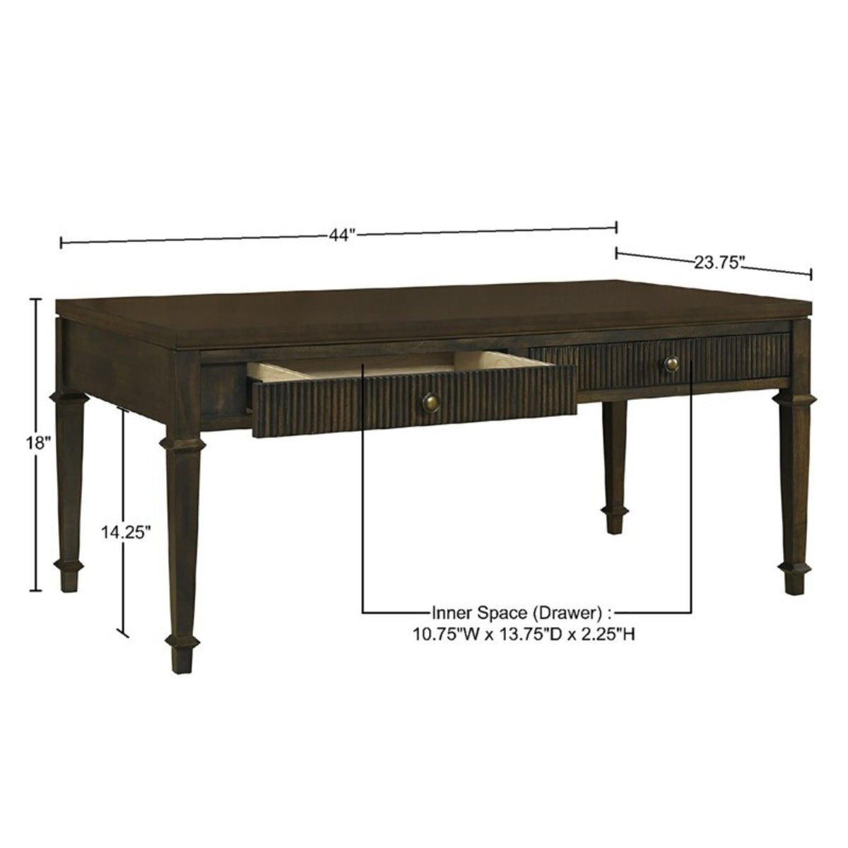 Fluted - 2 Drawer Coffee Table - Brown by Unique Piece Furniture