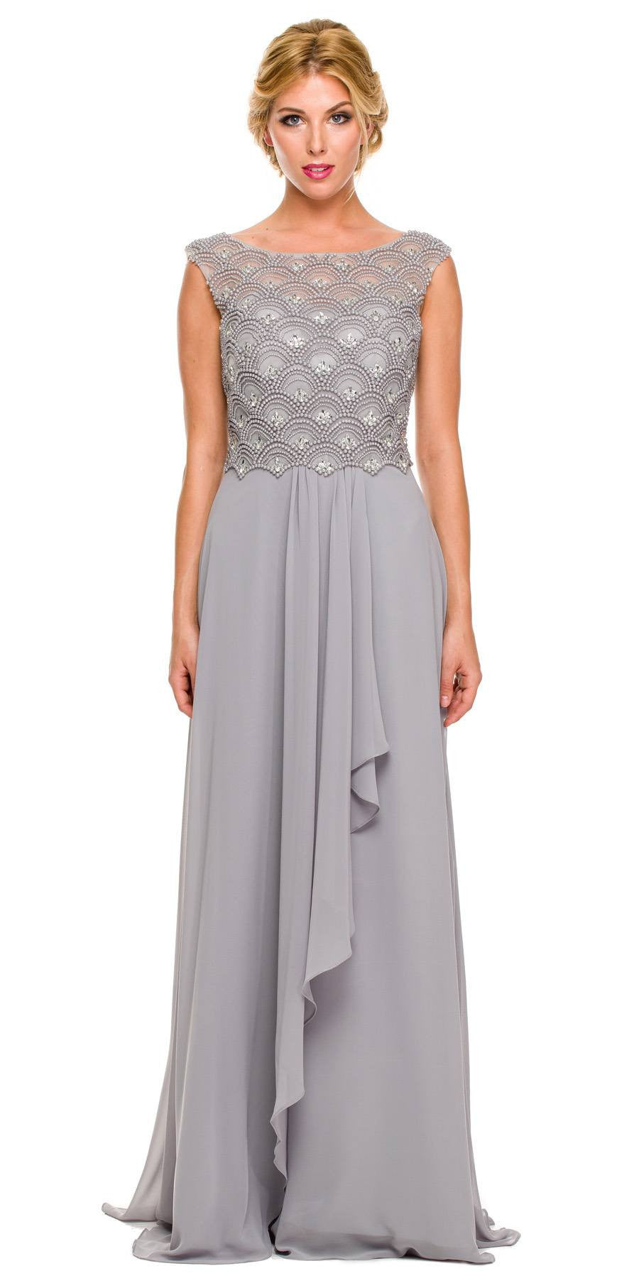 CLEARANCE - Juliet 590 Floor Length Chiffon Formal Gown Cap Sleeve (Size 2XL) by DiscountDressShop