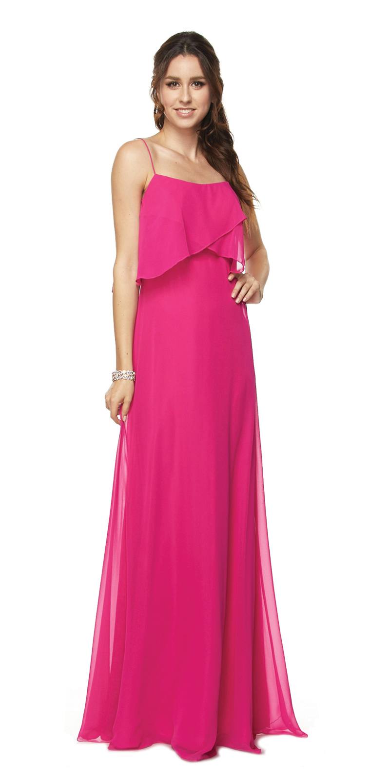Juliet 591 Long Bridesmaid Dress Ruffled Bodice by DiscountDressShop