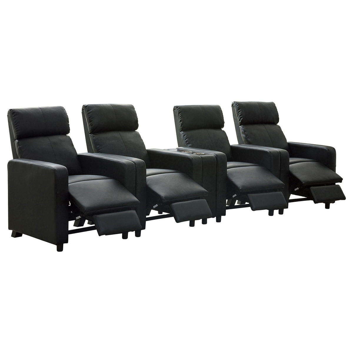 Toohey Upholstered Tufted Recliner Living Room Set Black by Unique Piece Furniture