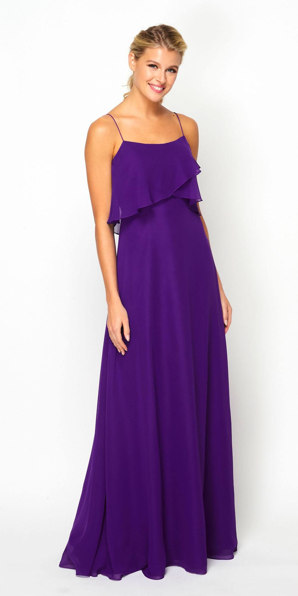 Juliet 591 Long Bridesmaid Dress Ruffled Bodice by DiscountDressShop