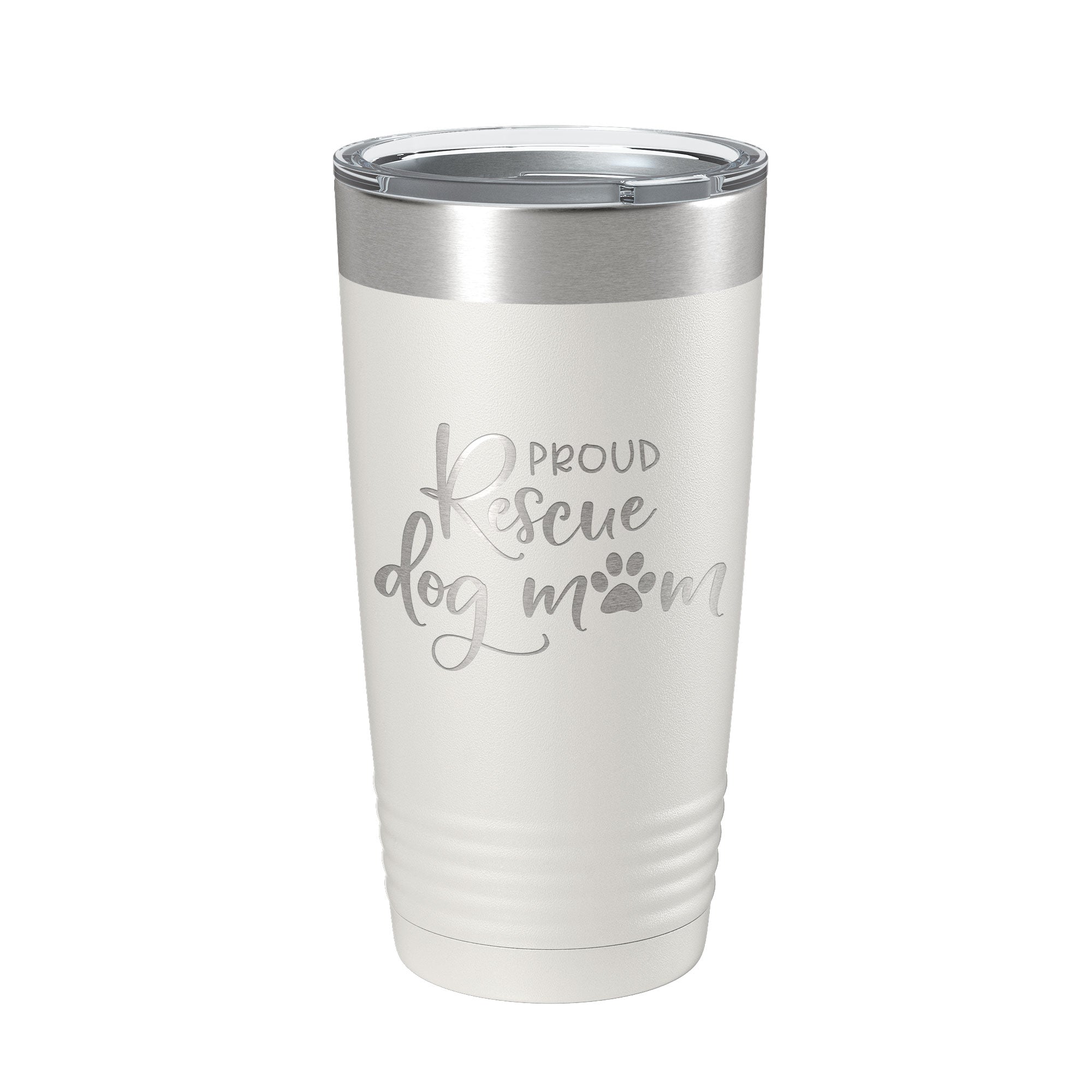 Proud Rescue Mom Tumbler Dog Travel Mug Gift Insulated Laser Engraved Coffee Cup 20 oz by CarveBright