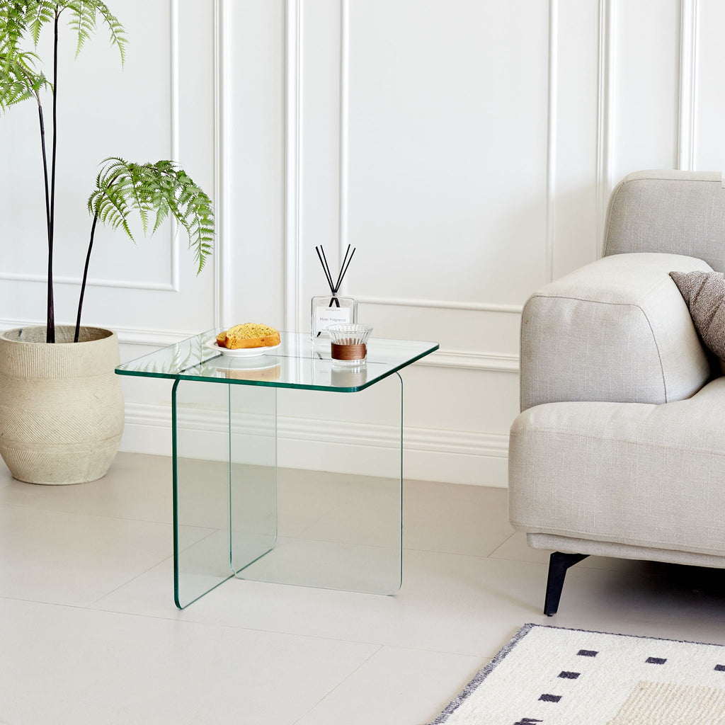Modern Transparent Tempered Glass Sidetable by Unique Piece Furniture