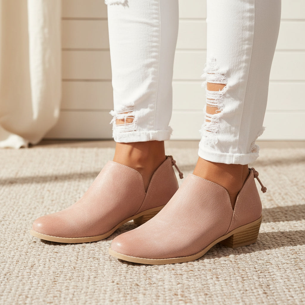 Women's Retro Chunky Heel Ankle Boots – Block Heel Faux Suede by FitiqueFit