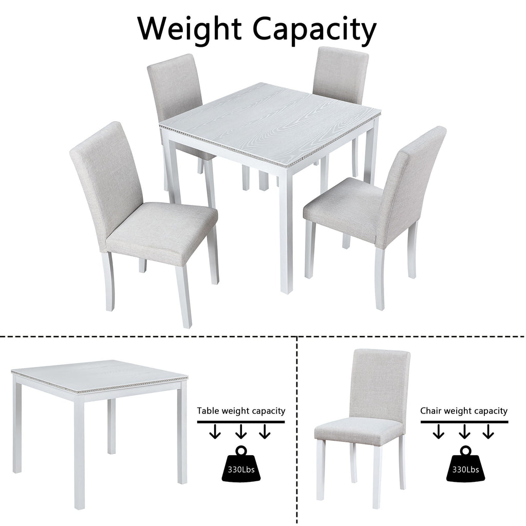 Dining Table Set With Crystal Decoration And Upholstered Chairs by Unique Piece Furniture