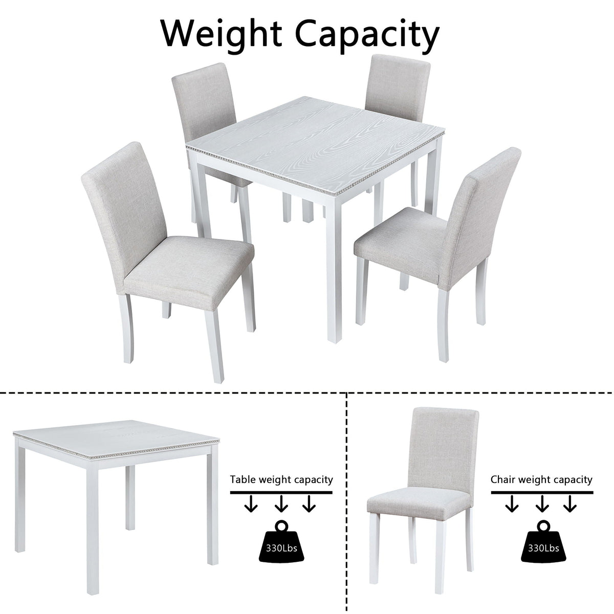 Dining Table Set With Crystal Decoration And Upholstered Chairs by Unique Piece Furniture