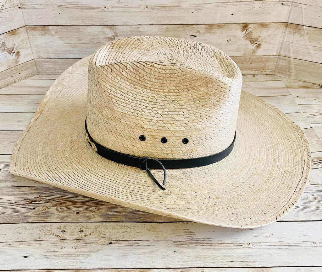 Cowboy Mexican Palm Leaf Straw Hat Sombrero Vaquero Artesanal de Palma by Chica Mexico