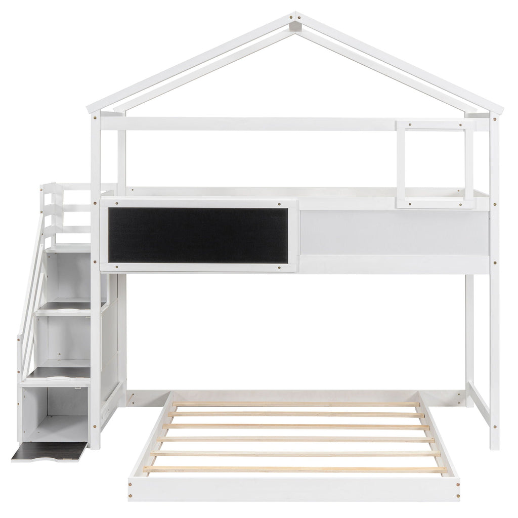 House Style Bunk Bed With Storage Staircase And board by Unique Piece Furniture
