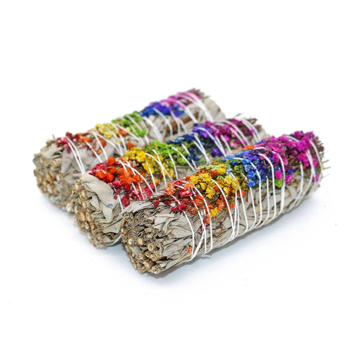 'Energy Wheel' Floral White Sage Smudge Stick (4 in.) by Sacred Crystals