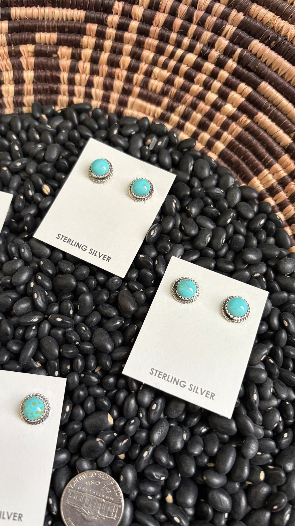 KINGMAN TURQUOISE ROUND STUD EARRINGS BY ESTHER WHITE by The Sterling Spur