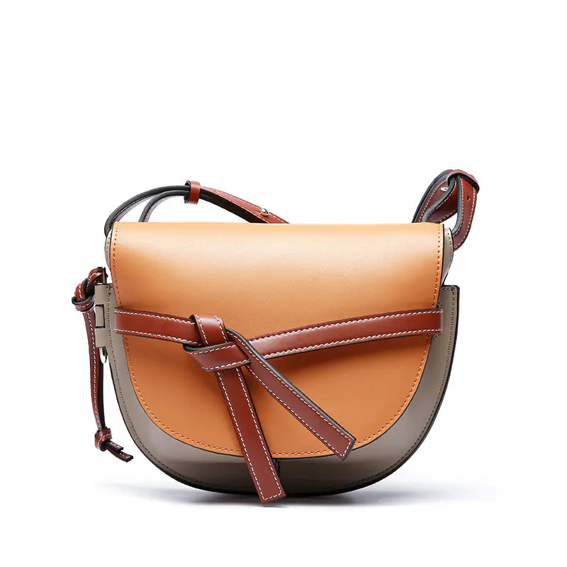 Fashion Color-Block Leather Saddle Bag for Women by Trendy Attic Store01