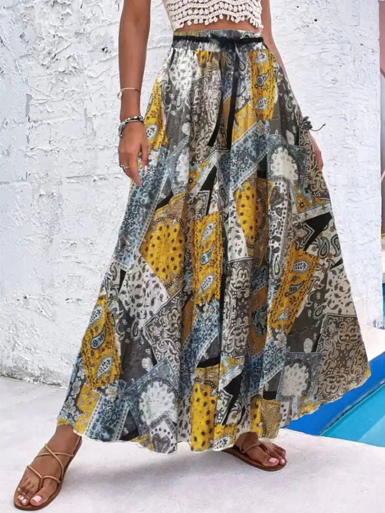 Women's Bohemian Print A-Line Skirt by Trendy Attic Store01