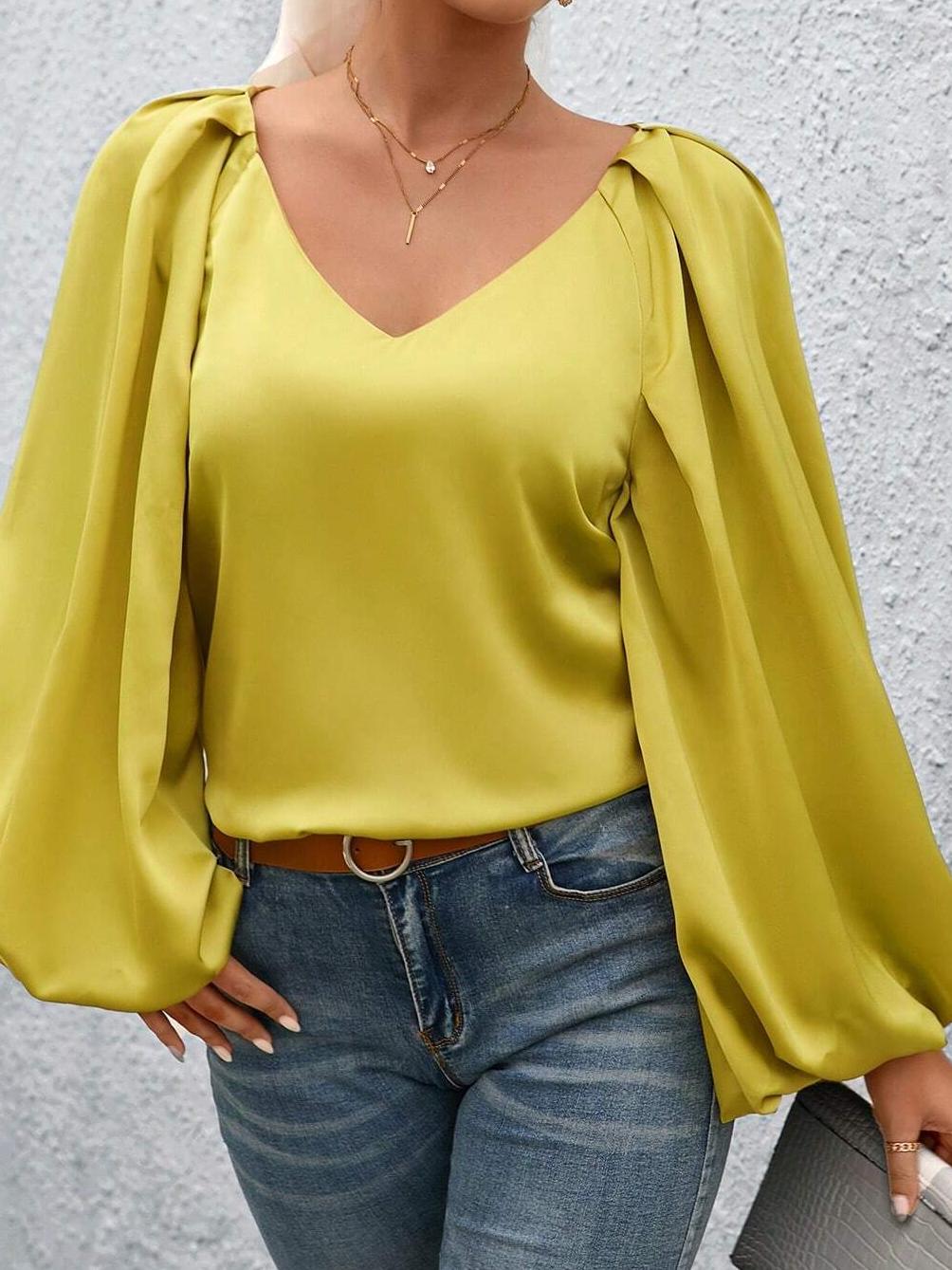 Lantern Sleeve Blouse by Miss Sparkling