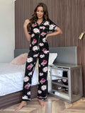 Floral Short Sleeve Shirt and Pants Lounge Set by Wild and Free Boutique