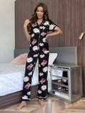 Floral Short Sleeve Shirt and Pants Lounge Set by Wild and Free Boutique